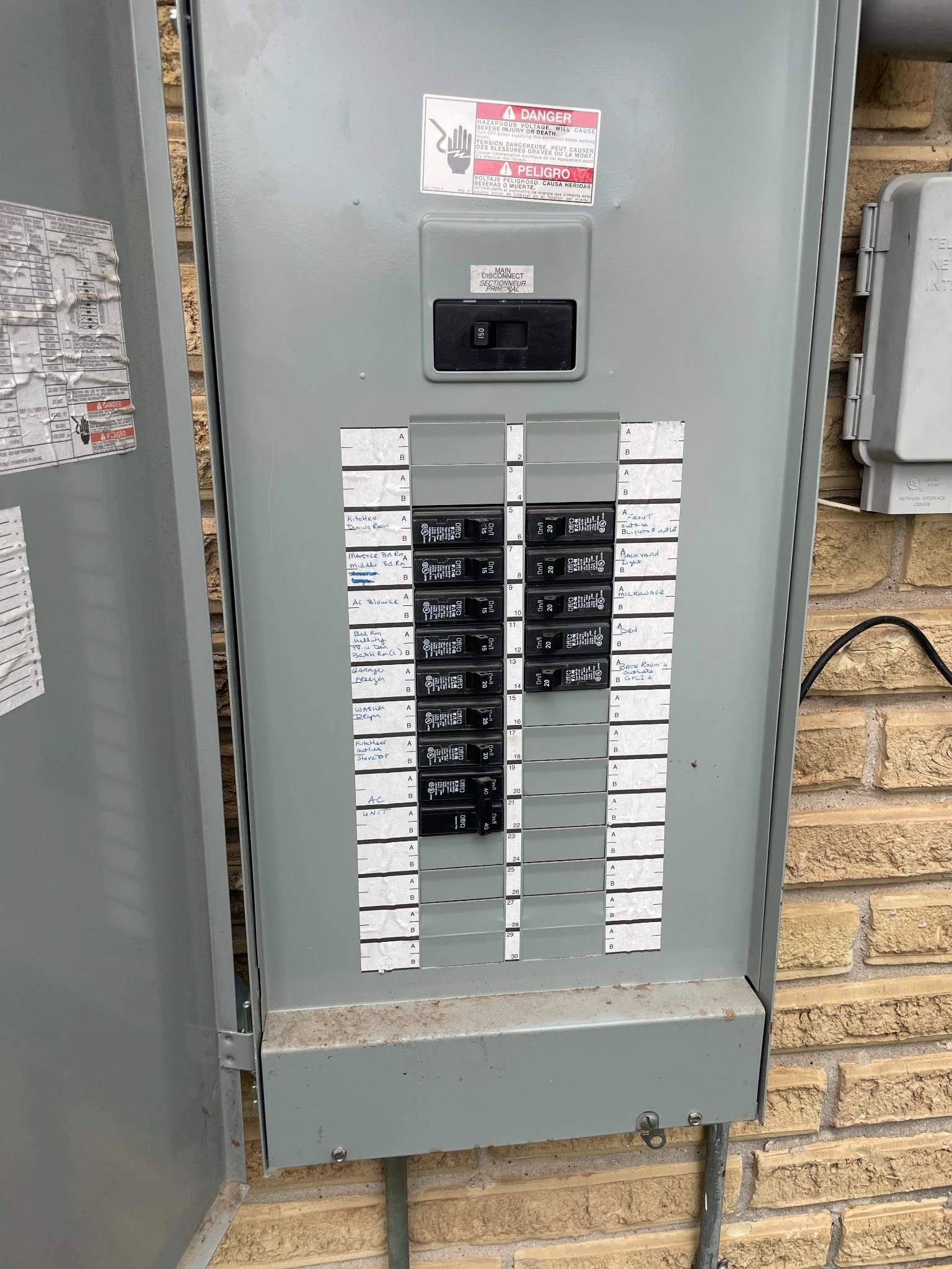 Electrical service panel