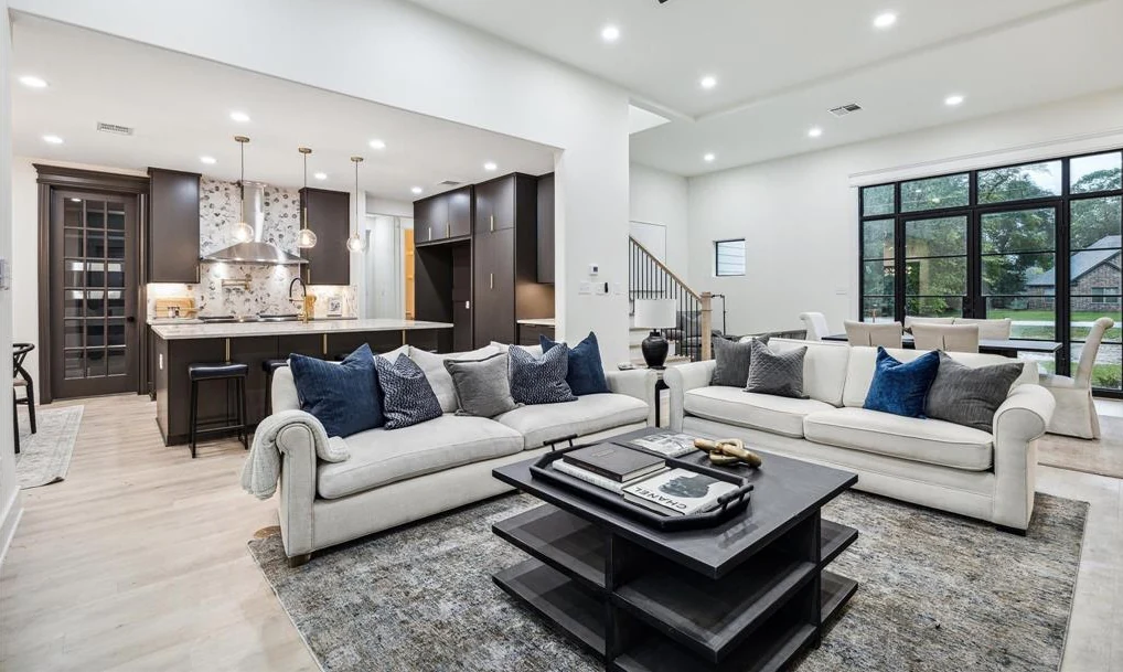 Finished living room and kitchen